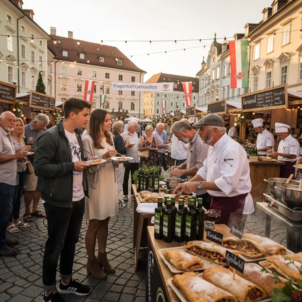 Eine farbenfrohe Auswahl an Salzburger Nockerl, fluffigen Soufflés, die mit Puderzucker bestäubt und frisch serviert werden.