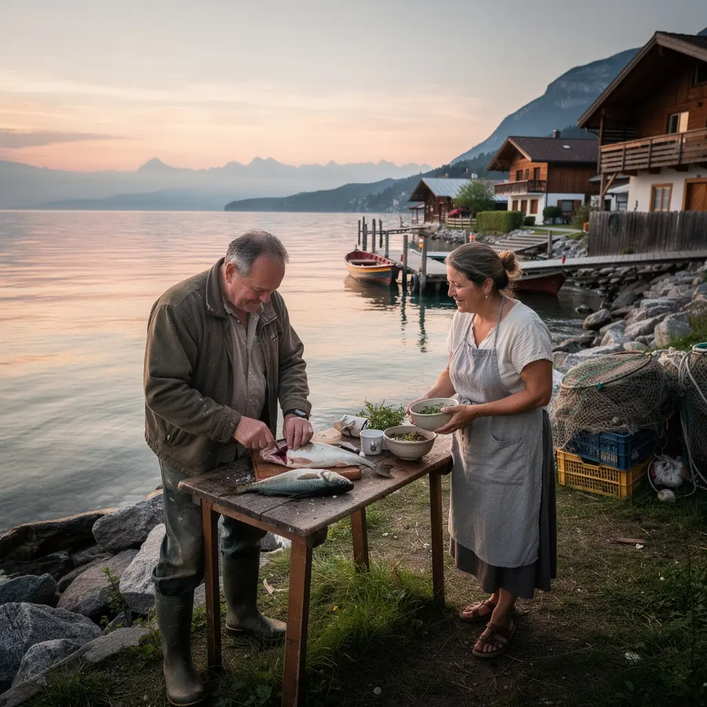 Eine appetitliche Platte mit traditionellen Wiener Schnitzeln, serviert mit Preiselbeeren und Zitronenscheiben.